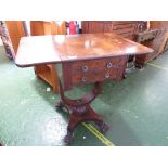 EARLY 19TH CENTURY MAHOGANY SIDE TABLE ON QUADRAPED BASE WITH PAW FEET