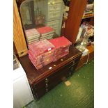 LEBUS DARK WOOD VENEERED DRESSING CHEST WITH MIRROR