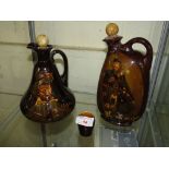 ROYAL DOULTON DEWARS WHISKEY BEN JOHNSON FLASK, AND THE PIPE MAJOR FLASK, TOGETHER WITH BEAKER (A/