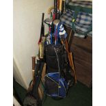 GOLF BAG AND CLUBS, SPORTS RACKETS, CRICKET BATS, ETC