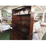 Stag mahogany veneered dresser, with three drawers and three cupboards to base