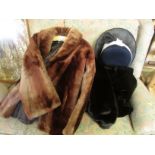 Three faux fur jackets with a hat