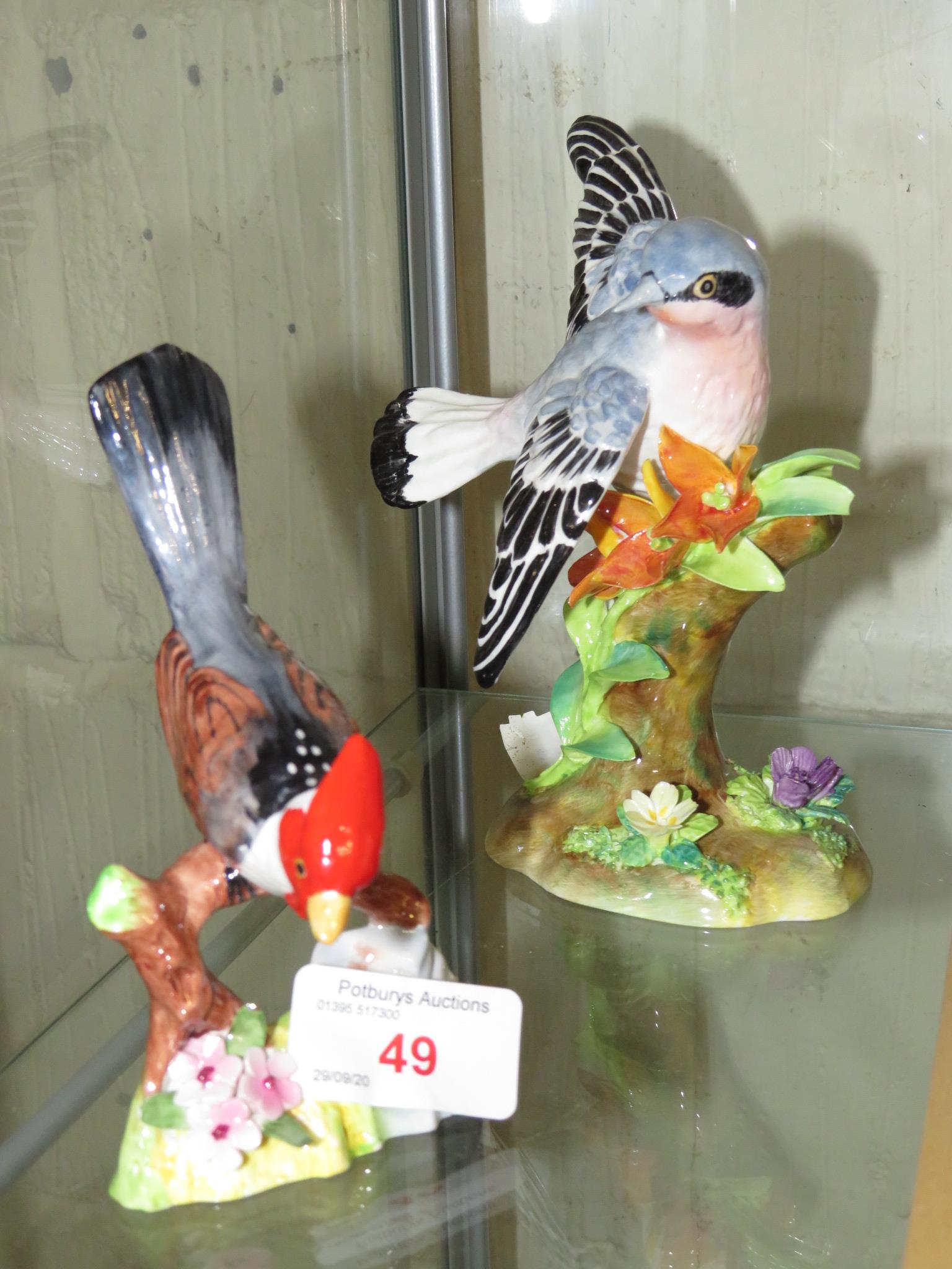 RAYBUR BONE CHINA FIGURE OF A CRESTED BIRD TOGETHER WITH A J.T.JONES CROWN STAFFORDSHIRE FIGURE OF