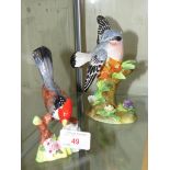 RAYBUR BONE CHINA FIGURE OF A CRESTED BIRD TOGETHER WITH A J.T.JONES CROWN STAFFORDSHIRE FIGURE OF