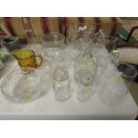 GLASS STORAGE JARS, VASES, BOWLS AND DISHES