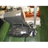 SLIDE PROJECTOR, PORTABLE CD RADIO AND A PAIR OF PHILIPS HEADPHONES (A/F)