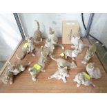 ONE SHELF OF SHERRAT & SIMPSON RESIN FIGURES OF CATS AND KITTENS