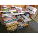 Three shelves of craft items inc. craftwell cut and boss, eyelet punch embossing heat tool,