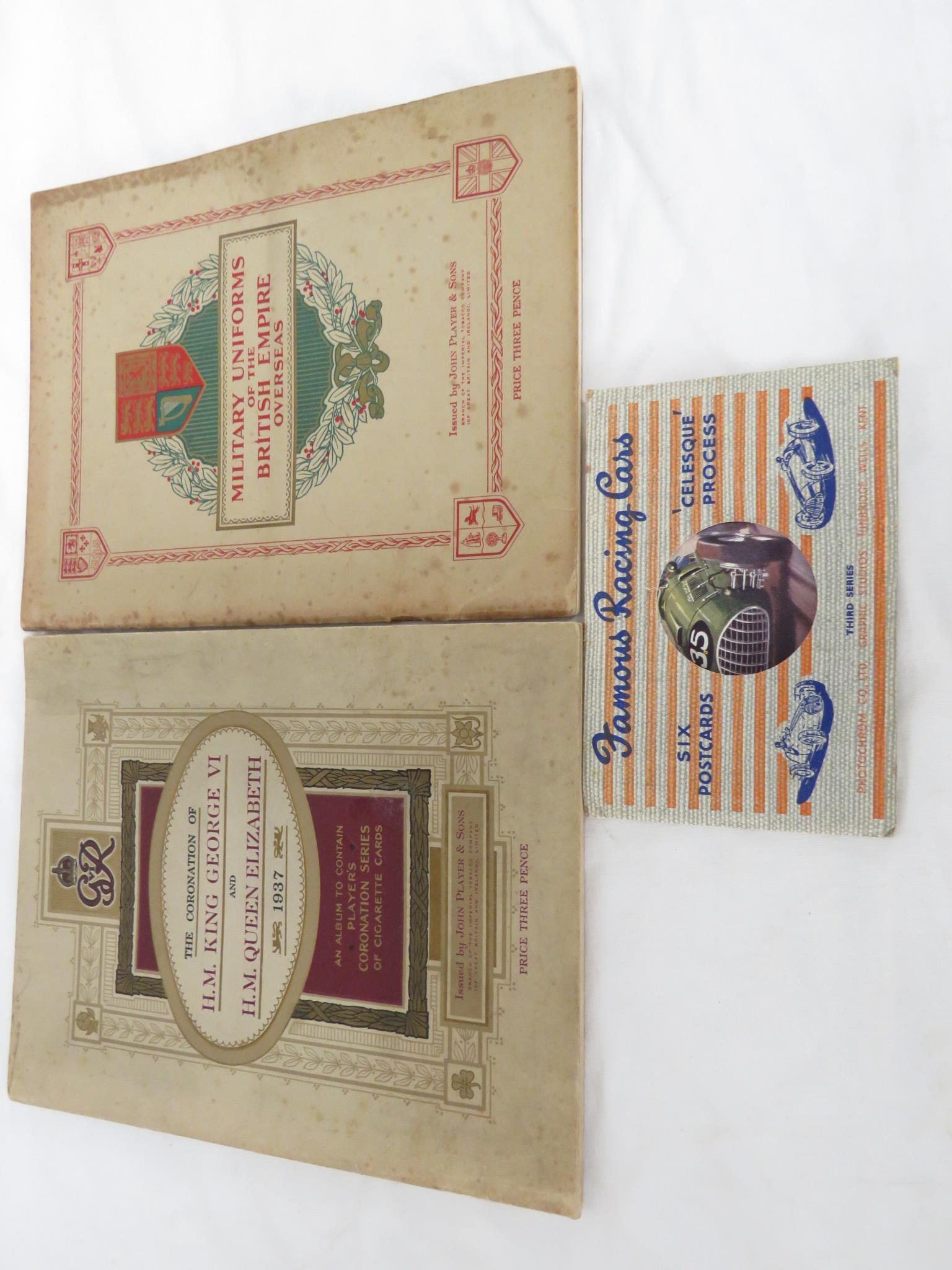 JOHN PLAYER CIGARETTE CARD ALBUMS - MILITARY UNIFORMS AND 1937 CORONATION, AND A PACK OF CELESQUE