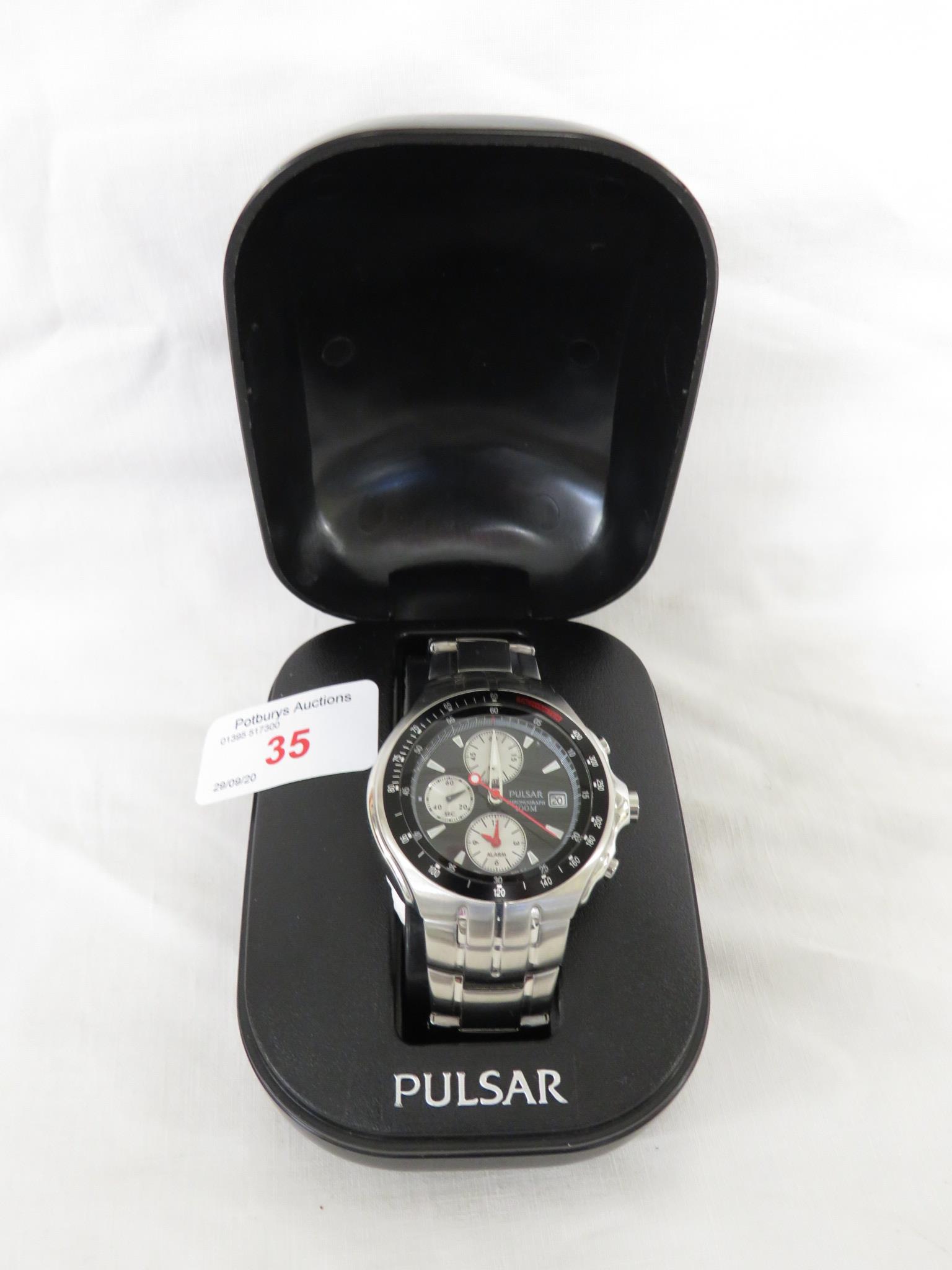 GENTS PULSAR CHRONOGRAPH WRISTWATCH WITH BOX