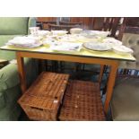 Beech framed formica top kitchen table.