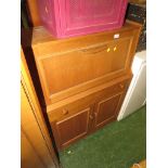 LIGHT WOOD BUREAU WITH SINGLE DRAWER AND TWO CUPBOARD DOORS