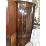 Mahogany veneered glazed corner cabinet