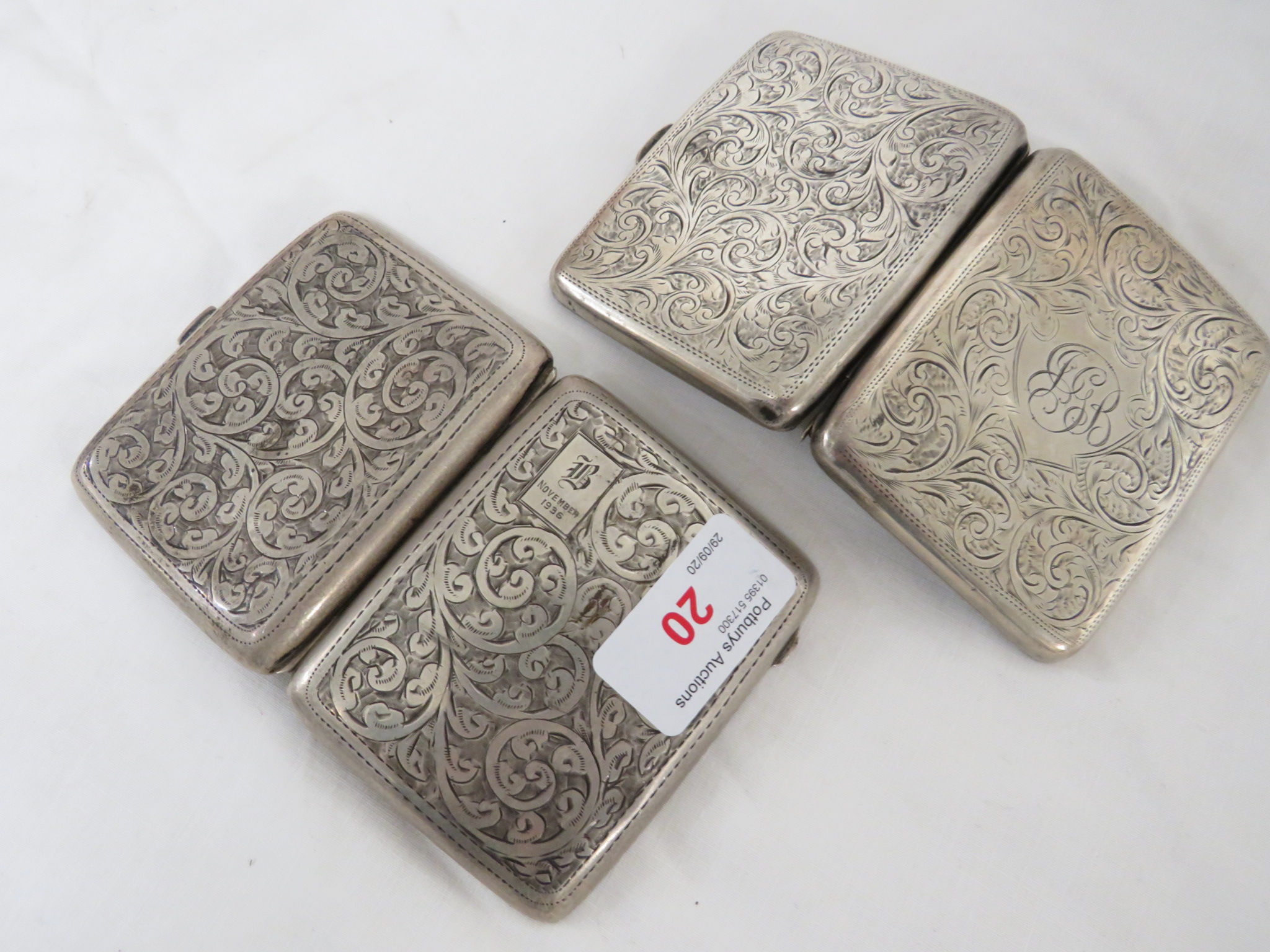 TWO BIRMINGHAM SILVER CIGARETTE CASES WITH FOLIATE CHACING - Image 2 of 2