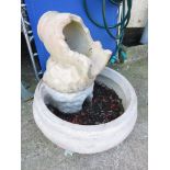 TWO PIECE COMPOSITE STONE GARDEN WATER FEATURE