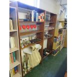 PAIR OF LARGE TEAK OPEN BOOKCASES WITH ADJUSTABLE SHELVES