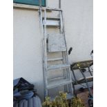 FIVE TREAD ALUMINIUM STEPLADDER AND A SMALL ALUMINIUM EXTENDING LADDER