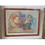 FRAMED AND GLAZED WATERCOLOUR STILL LIFE SIGNED HELEN M LEFDAHL 10/52