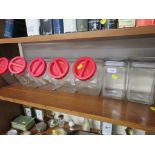 SEVEN GLASS KITCHEN STORAGE JARS