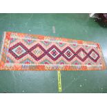 CHOBI KILIM RUNNER WITH MULTI-COLOUR GEOMETRIC PATTERN 205 X 66CM