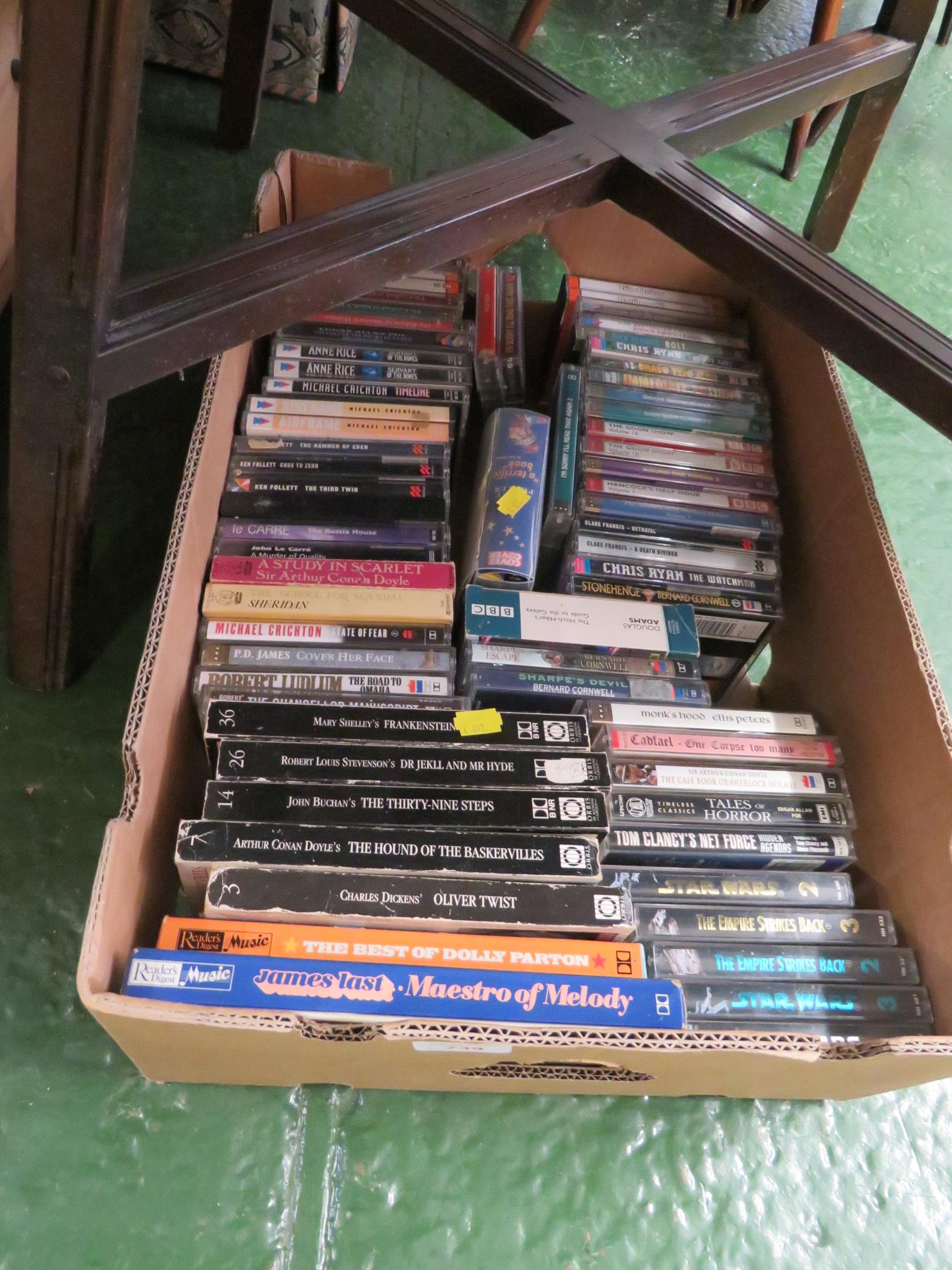 BOX OF AUDIO BOOK CASETTES