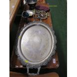 SILVER PLATED SERVING TRAY, AND OTHER PLATED METALWARE