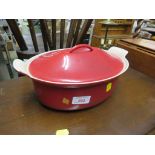 LE CREUSET RED CASSEROLE DISH WITH LID