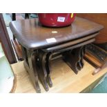 ERCOL DARK ELM NEST OF THREE OCCASIONAL TABLES