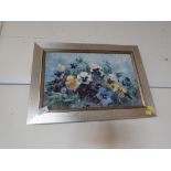 OIL ON BOARD STILL LIFE OF PANSEY FLOWERS