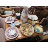 DECORATIVE AND HOUSEHOLD CHINA INCLUDING PLANTERS, POTTERY VASE, FISH DISHES, PLATES ETC