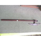 TRIBAL STYLE STEEL BATTLE AXE WITH WOODEN SHAFT