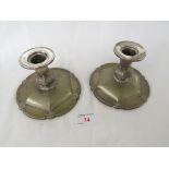 PAIR OF NORWEGIAN 830S SILVER CLAD FILLED CANDLE HOLDERS