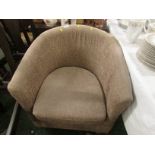 DUNELM MAURICE CHENILLE TUB CHAIR IN PALE BROWN UPHOLSTERY