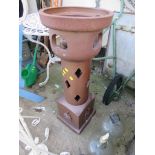 GLAZED STONEWARE CHIMNEY POT STYLE PLANTER