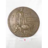 WORLD WAR ONE BRONZE DEATH PLAQUE MARKED TO GEORGE MAIDEN