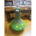 GREEN GLAZED POTTERY TABLE LAMP BASE (NEEDS RE-WIRING)