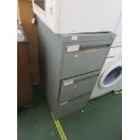 THREE DRAWER METAL FILING CABINET (A/F)