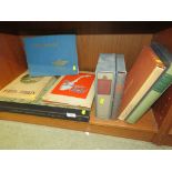 ONE SHELF OF BOOKS INCLUDING NATIONAL GEOGRAPHIC FOLIO ATLAS AND THE BASIC WORKS OF ARISTOTLE
