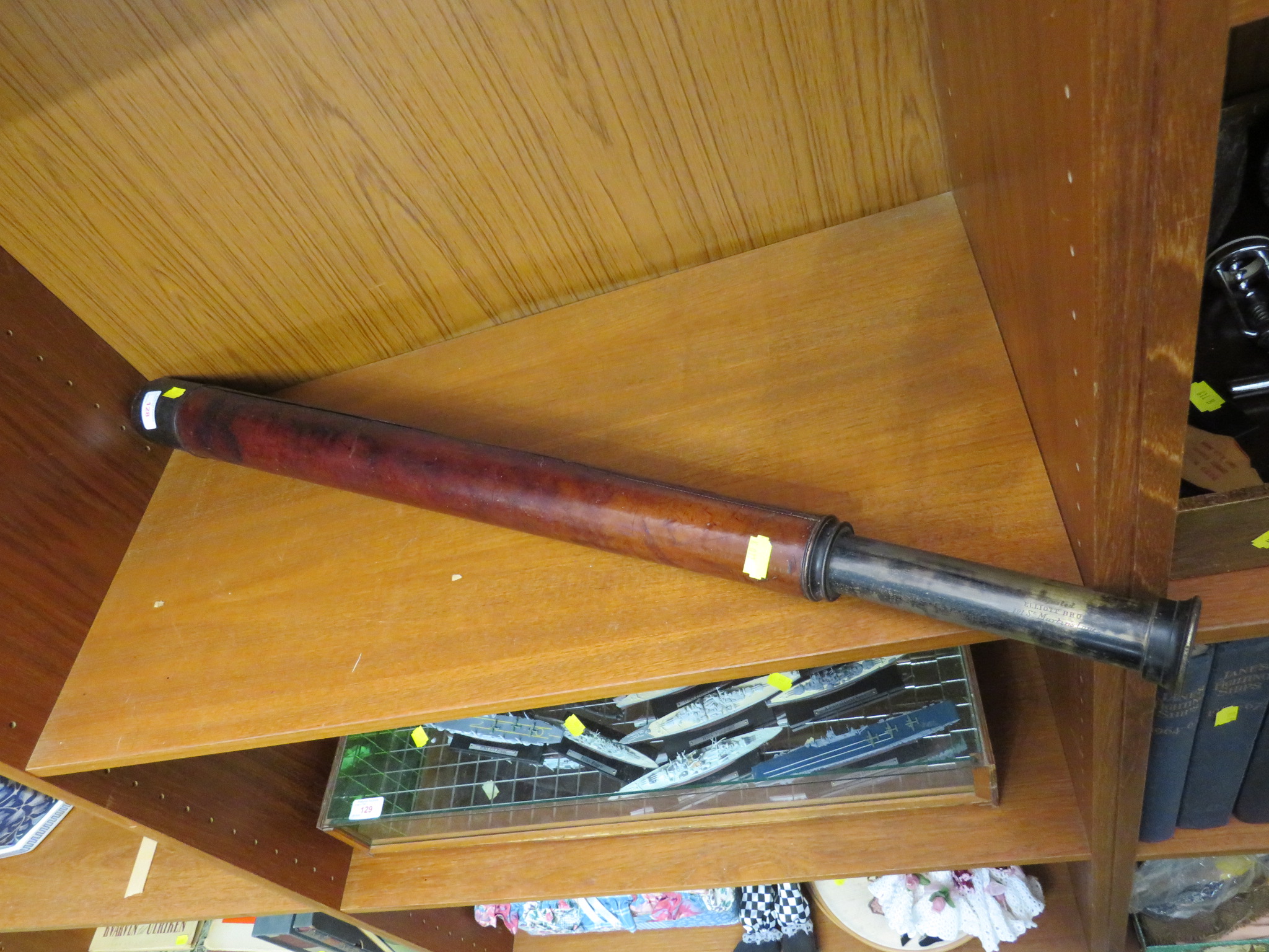 LEATHER CLAD BRASS TELESCOPE SIGNED ELLIOTT BROTHERS, 101 ST MARTINS LANE