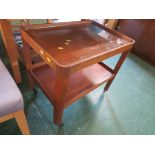 GORDON RUSSELL LTD MID WOOD TWO TIER TROLLEY WITH GLASS COVER