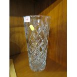 LARGE CYLINDRICAL CUT GLASS VASE