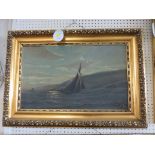 OIL ON CANVAS OF YACHTS OFF SHORE INITIALED J.I.O. AND DATED 1911 LOWER RIGHT, IN A GILT FRAME