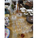 WINE GLASSES AND OTHER ASSORTED GLASSWARE INCLUDING SERVING BOWLS