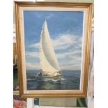 OIL ON BOARD OF YACHT SIGNED AND DATED M. DRURY 74