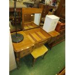 THOMASVILLE DRESSING TABLE WITH TWO DRAWERS AND A CENTRAL LIFT TOP COMPARTMENT (DRESSING TABLE STOOL