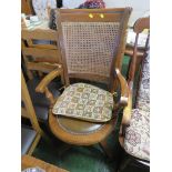 CANE BACKED MID WOOD SWIVEL CHAIR