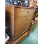 MID WOOD VENEERED CHEST OF FOUR DRAWERS