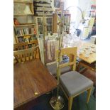PAIR OF BRUSHED BRASS FLOOR STANDING ADJUSTABLE LAMPS (ONE NEEDS ATTENTION)