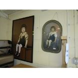 ACRYLIC ON CANVAS OF SEATED CHILD SIGNED, WITH ASSOCIATED ORIGINAL PORTRAIT PHOTOGRAPH IN CONCAVE
