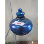 SIDDY LANGLEY SIGNED PERFUME BOTTLE AND STOPPER IRIDESCENT BLUE GLASS